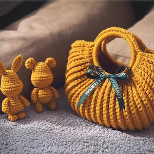 Autumn Bag Crochet Pattern Bear Doll Thanksgiving Present Harvest Crochet Bag Fall Gift Handmade knitted Orange Bag - Only Download PDF