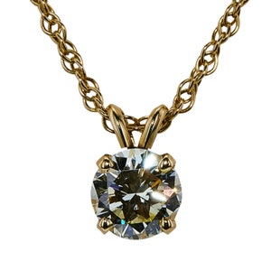 1/3 Carat Ct Brilliant Round Solitaire Diamond Pendant in 14k Yellow Gold