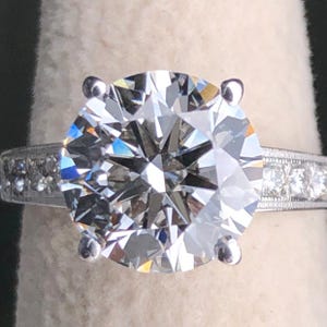 Lab Grown Diamond Engagement Ring 3 Carat Ct Clarity Round 14k White Gold IGI Certified