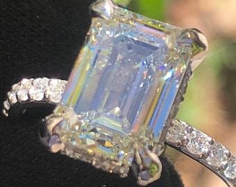 3 Carat Ct Emerald Cut Lab Grown Diamond Engagement Ring, 14k White Gold, IGI Certified