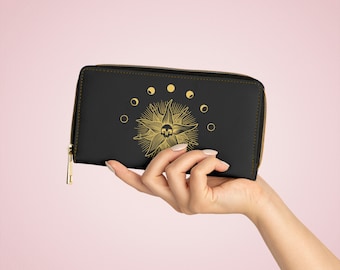 Nightshade Society Zipper Wallet in Black & Gold