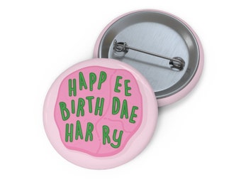 Happee Birthdae Harry Pink Cake 1.25" Button