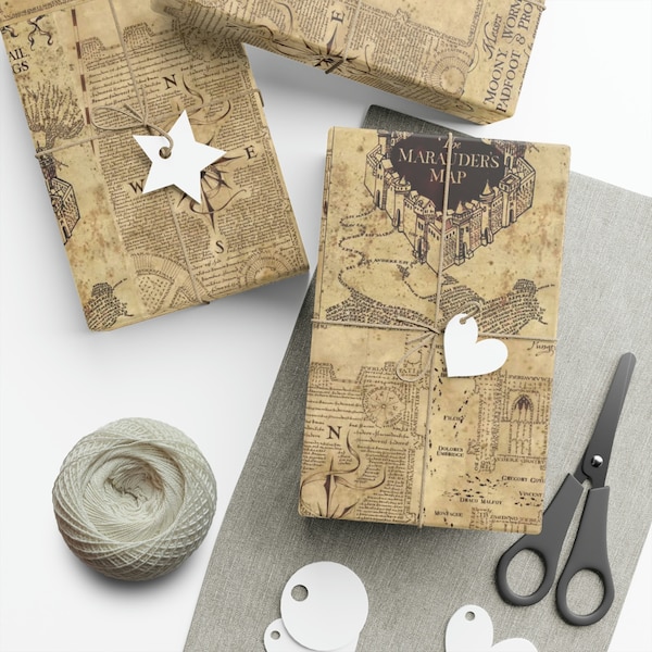 Marauder's Map Inspired Gift Wrap Paper