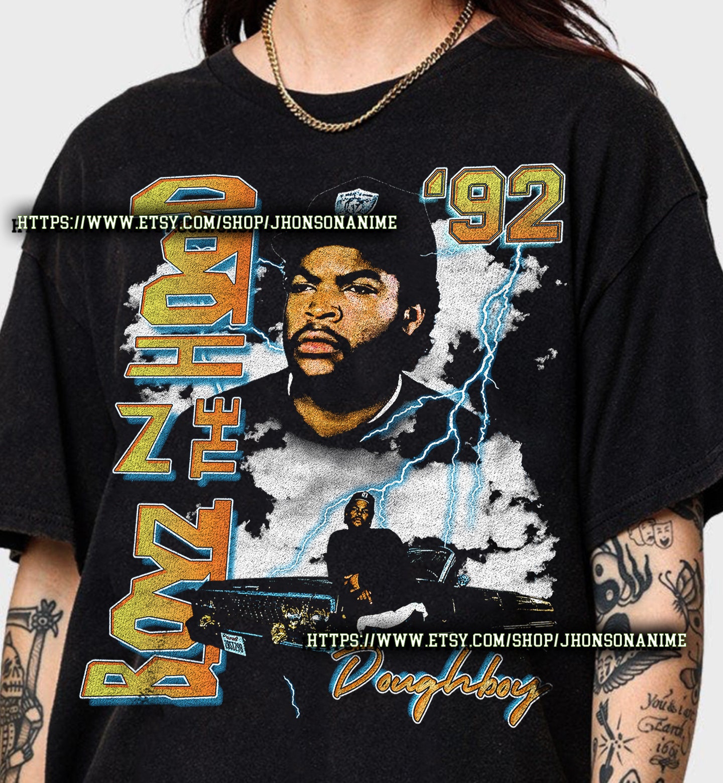 Boyz N The Hood T-Shirt Men Small Long Sleeve 90s Hip Hop Rap Black Arm  Graphic