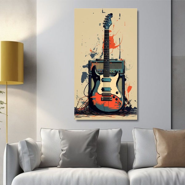 Electro Guitar | Guitar Painting | Music Prints | Palette Knife | Impressionistic Modern Wall Art | Canvas | Metal Prints | Decor