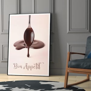 Bon Appetit フランス語ポスター – バーカートプリント – グルメギフト – チョコレートアート – キッチンポスター – トレンディなフランス語の引用ウォールアート