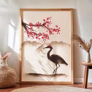Japanese Cherry Blossom Wall Art: Mount Fuji Sakura Print (Instant Download)