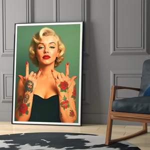 Marilyn Monroe Pop Art Poster, feministische Retro druckbare Wanddekoration, Instand Download