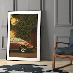Vintage Porsche 911 Wall Art - Classic Car Poster - Retro Car Art for Garage, Man Cave, or Office Decor