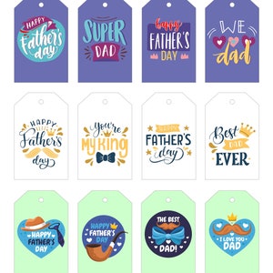 PRINTABLE Father's Day Gift Tags 12 Styles Daddy, Dadtags Download Dad ...