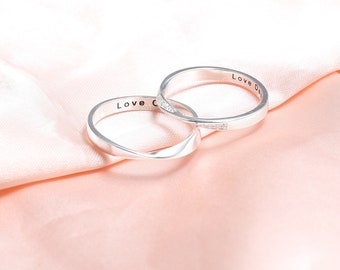 Promise Rings for Couples, Mobius Ring Dainty Promise Ring Couple Ring Set Infinity Ring Friendship Rings Wedding Band Relationship Gifts