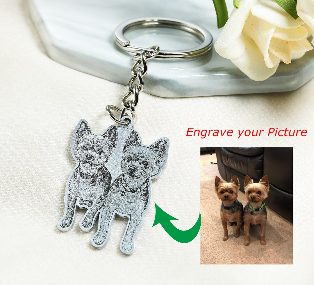 Custom Pet Keychain, Pet Memorial Keychain, Engraved Dog Picture Photo