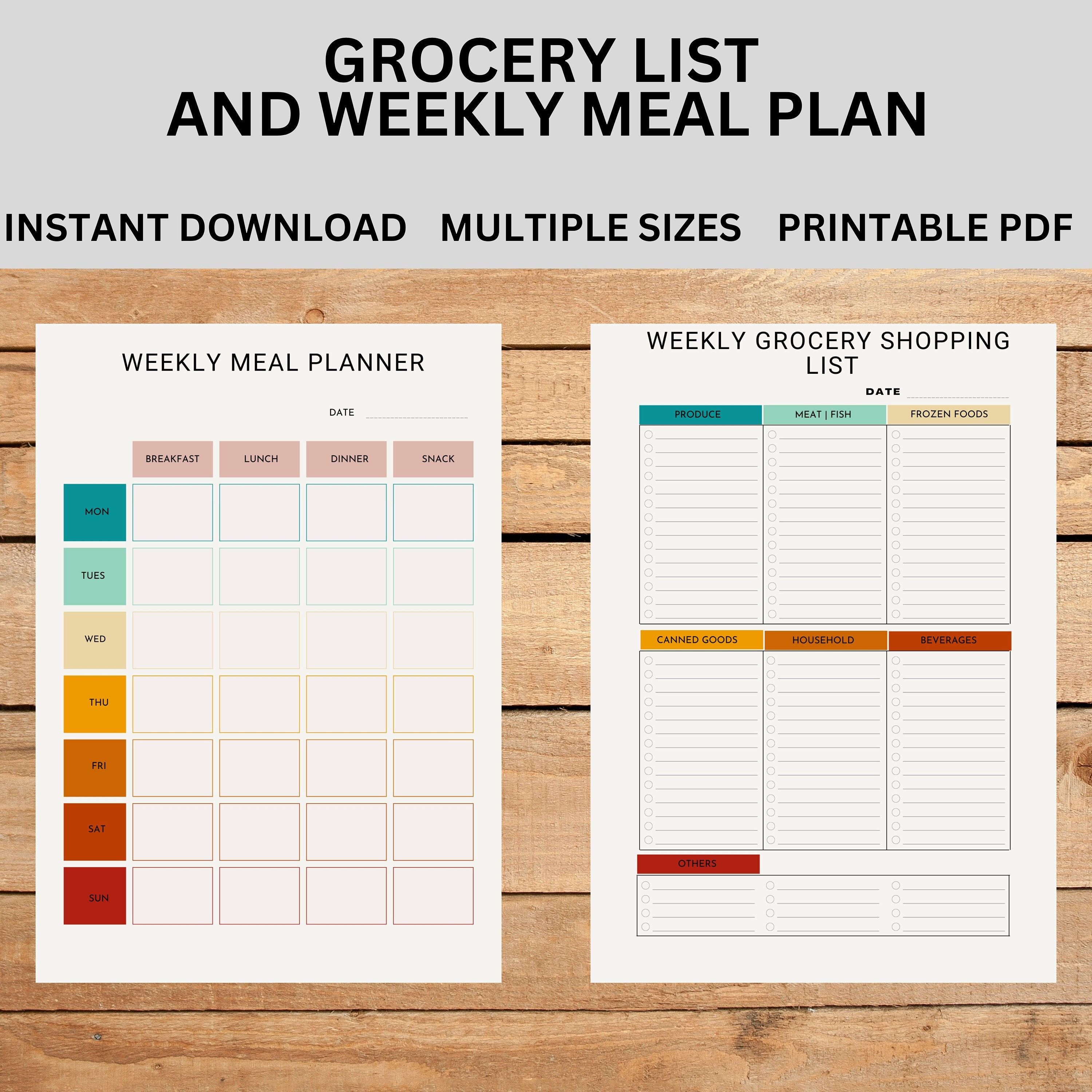 Weekly Meal Planner Printablemeal Planning Template Weekly - Etsy