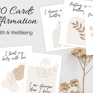 Boho Printable Affirmation Cards, Health & WellBeing, Positive Affirmations, Manifestation Cards printable, Printable Law of Attraction