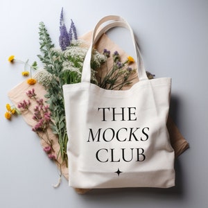 Canvas Tote Bag Mockup | Spring Tote Bag Mockup, Flowers Tote Bag Mockup, Natural, Summer, Organic, Eco, Beige Tote Bag, Shopping Bag, PNG