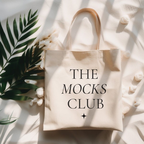 Canvas Tote Bag Mockup | Spring Tote Bag Mockup, Flowers Tote Bag Mockup, Natural, Summer, Organic, Eco, Beige Tote Bag, Shopping Bag, PNG