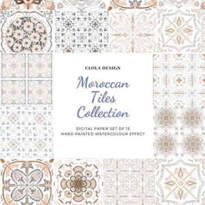 Portugese tegels digitaal papier, Marokkaans digitaal papier, "BRUINE TEGELS" mozaïekpatronen, mozaïek Spaanse Majolica Scrapbook digitaal papier