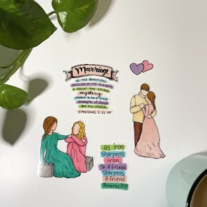 Ehe Bibel Journaling Aufkleber Set mit 11 - Familie Paar Kinder Freunde Rosen Schrift Kind Gottes