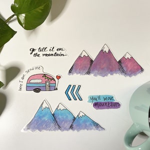 Bergen bijbeljournaal sticker set van 14 - Move Mountains Home House Arrows Camper RV