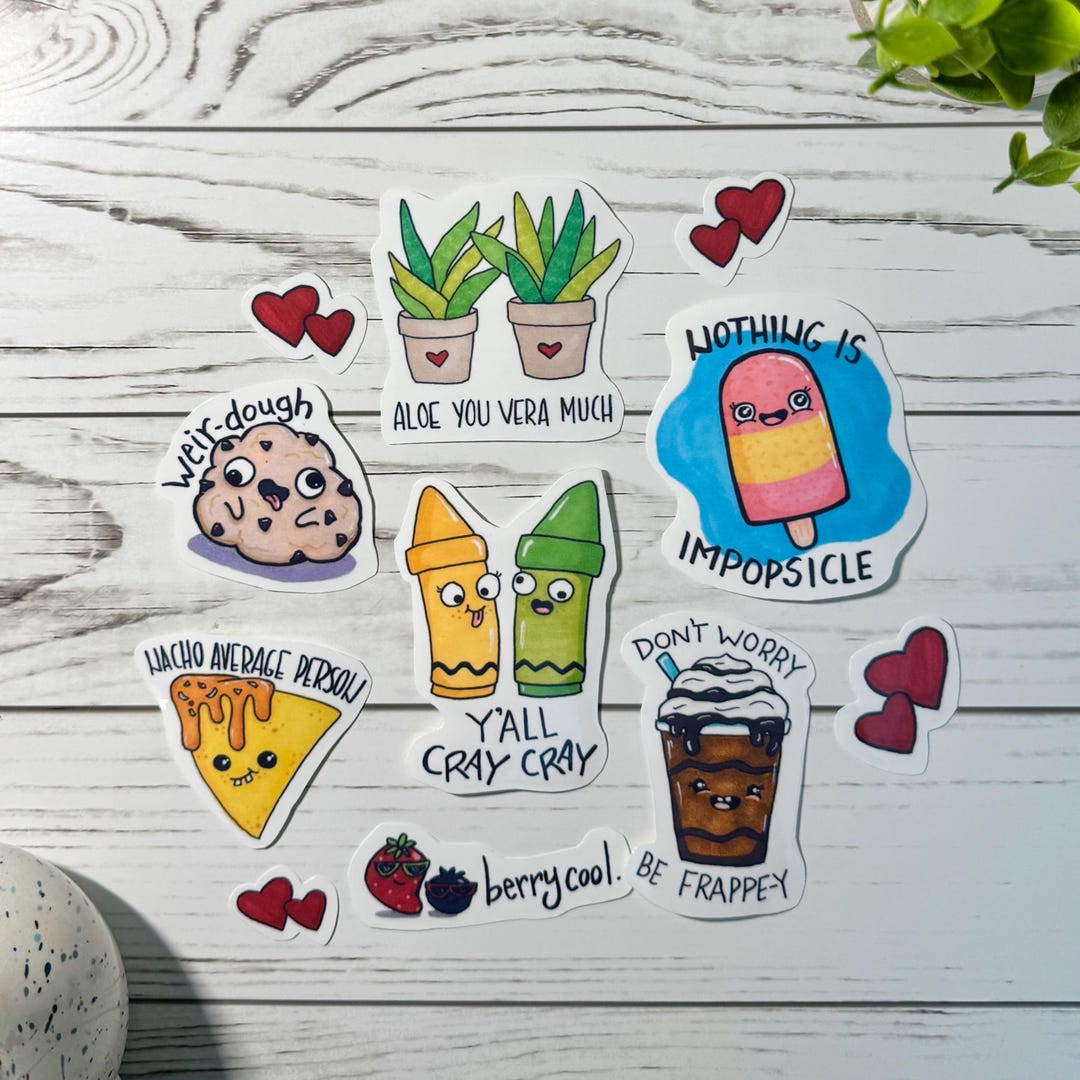 Intocable Sticker Impopsicle Punny Sticker Set: Adorable Hand Drawn Laminated Waterproof ...