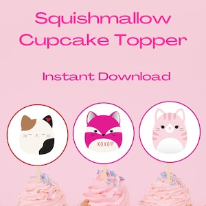 Squishmallow Cupcake Topper- White background