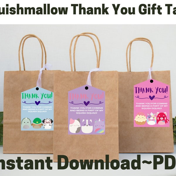 Printable Squishmallow Thank You Tags Etsy