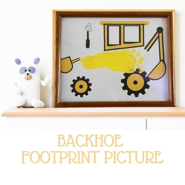 Construction footprint craft, Boy Craft, Backhoe craft, Digger Footprint picture
