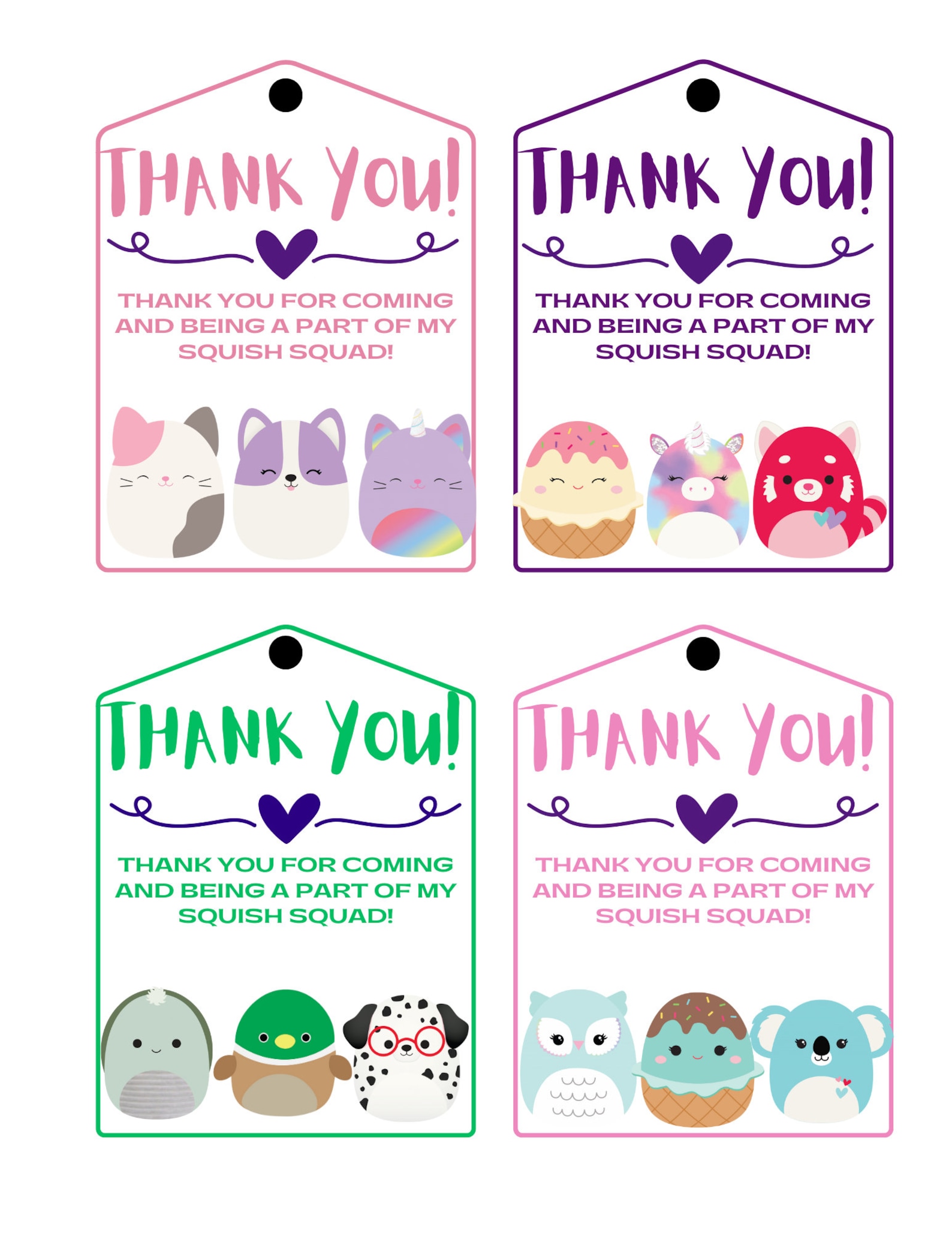 Squishmallow Printable Gift Tag Etsy