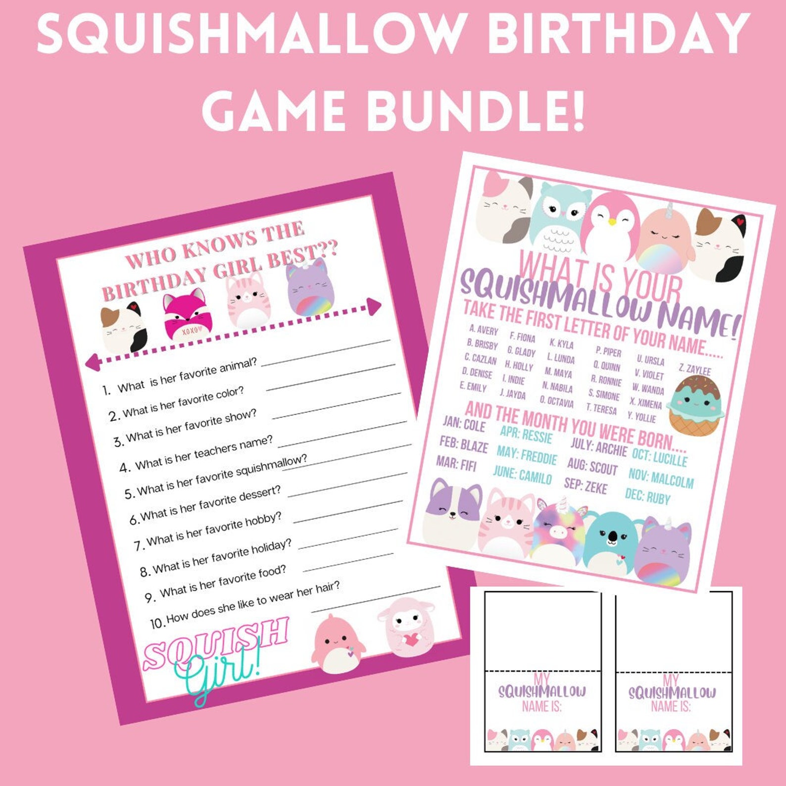 Squishmallow Birthday Game Bundle!birthday Games, Squishmallow Birthday ...