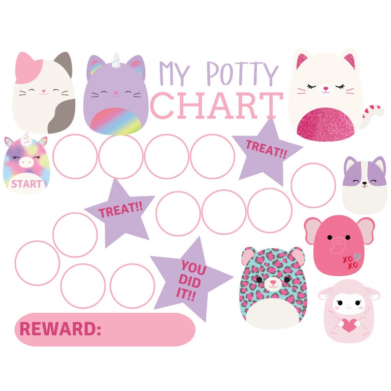 Squishmallow Potty Chart Printable, Potty Chart, Squishmallows, Toddler