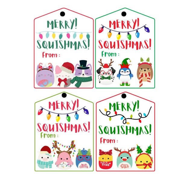 Christmas gift tag, Squishmallow Christmas tag, Squishmash Christmas tag, Squishmallow, Gift tag, Christmas tag, Christmas Squishmallow, pdf