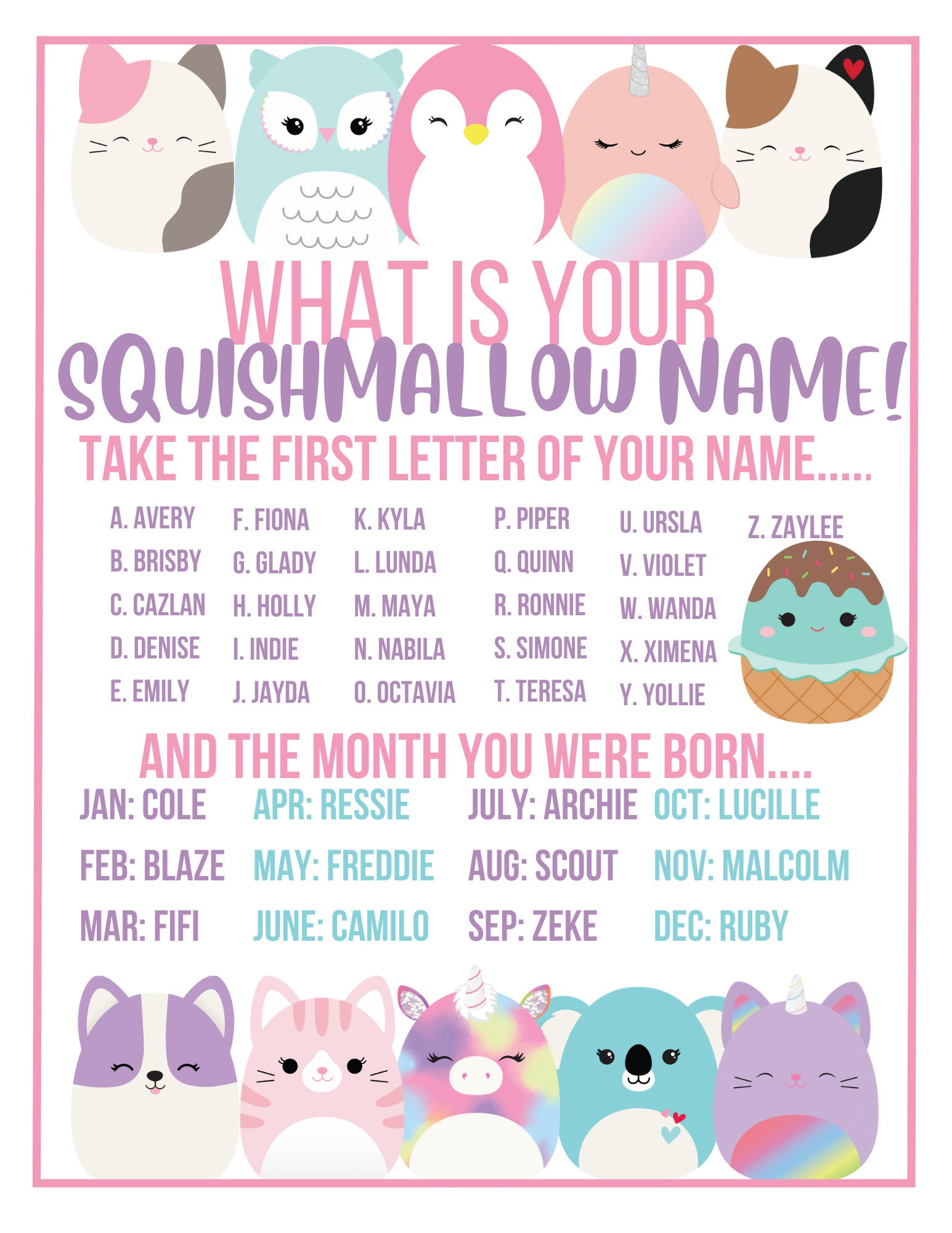 Squishmallow Birthday Party Game Squishmallow Birthday Etsy