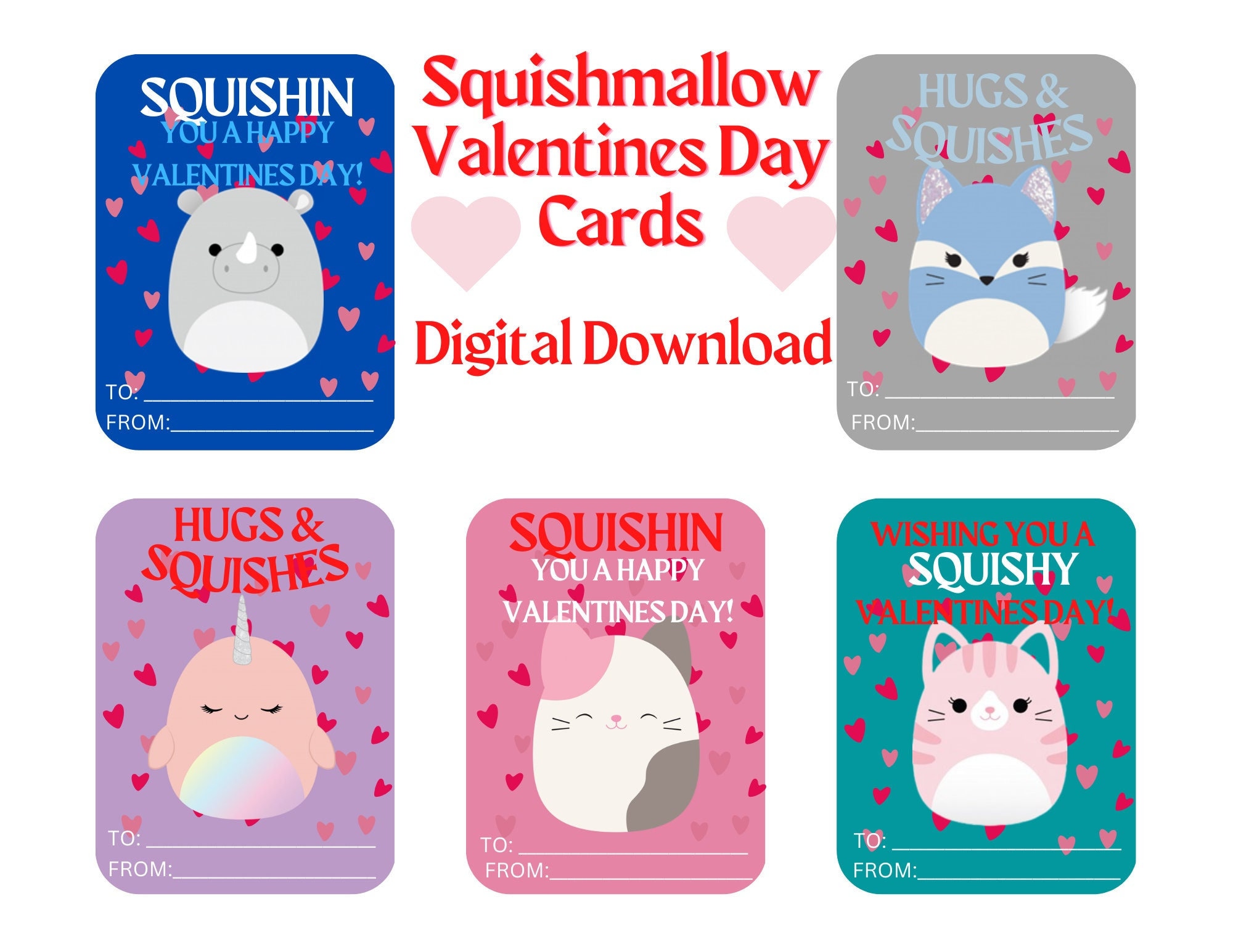 Squishmallow Valentines Day Cards Etsy
