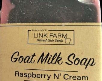 Goat Milk Soap - Raspberry N' Cream - hand cut soap bar