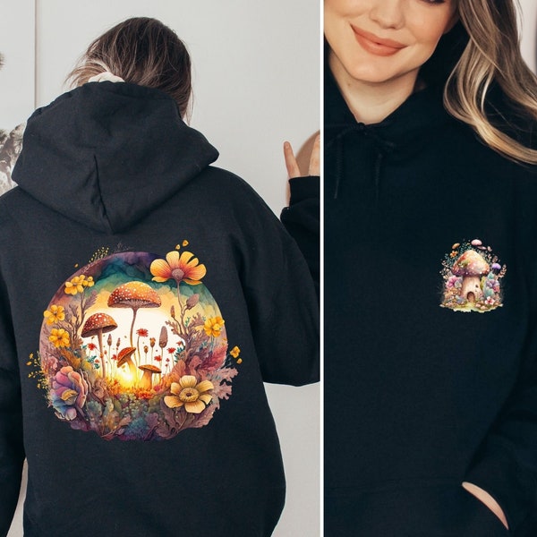 Mushroom Hoodie Cottage Core Clothing Cottagecore Alt Hoodie Fairy Aesthetic Plants Hoodie Vintage Fairy Hoodie Goblincore Fairy Hoodie