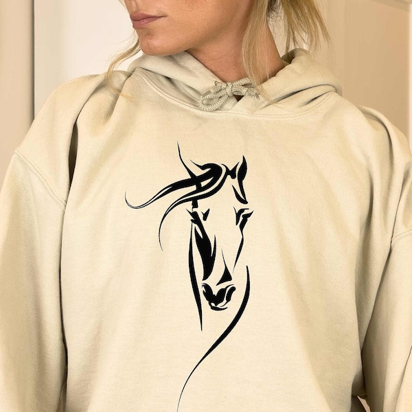 Cute Horse Hoodie, Horse Lover Hoodie, Horse Girl Hoodie, Hoodie with Horse, Horse Lover Gift, Winter, Love Horses Hoodie, Gift For Women