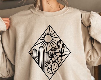 Desert Sweatshirt, Cactus Plants,T-Shirt For Women, Cactus Shirt,Desert Adventure Shirt, Arizona Shirt,Cute Cactus Shirt, Cactus Scene Shirt