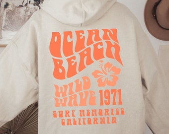 Ocean Beach Hoodie, Aesthetic Hoodie ,Tumblr Sweatshirt ,CA Surf Tee ,Trendy Positive Hoodie, Coconut Hoodie