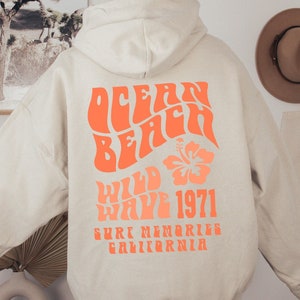 Ocean Beach Hoodie, Aesthetic Hoodie ,Tumblr Sweatshirt ,CA Surf Tee ,Trendy Positive Hoodie, Coconut Hoodie