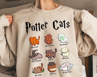 Potter Cats Sweatshirt: Funny Wizard Cat Lover Gift