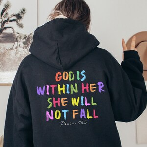 God Is Within Her She Will Not Fall Hoodie, Psalm 46:05 Sweatshirt For Women, Aesthetic Bible Verse T-Shirt, Trendy Christianity Gift,