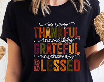 Thankful Fall Tee, Thankful Grateful Blessed Shirt