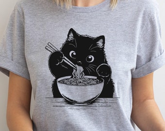 Ramen Cat T-Shirt, Japanese Anime Tee