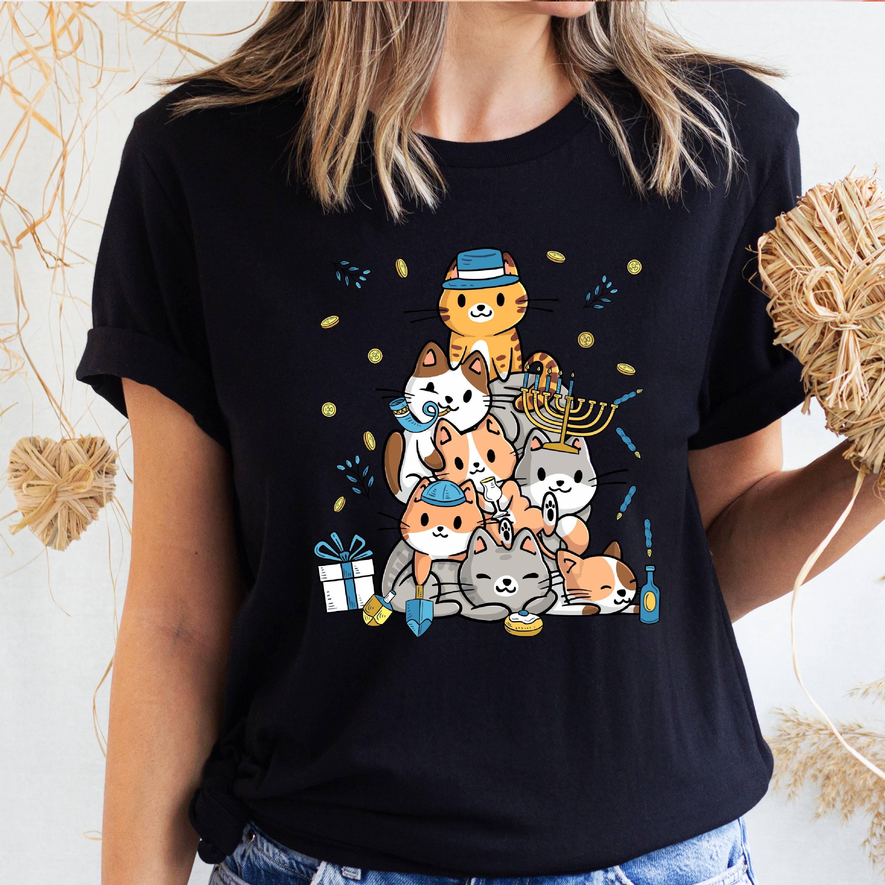 Hanukkah Cat Shirt , Cat Owners Shirt , Happy Hanucat Shirt , Holiday Hanukkah Shirt, Jewish Cat Lover Gift , Cat Mom Shirt