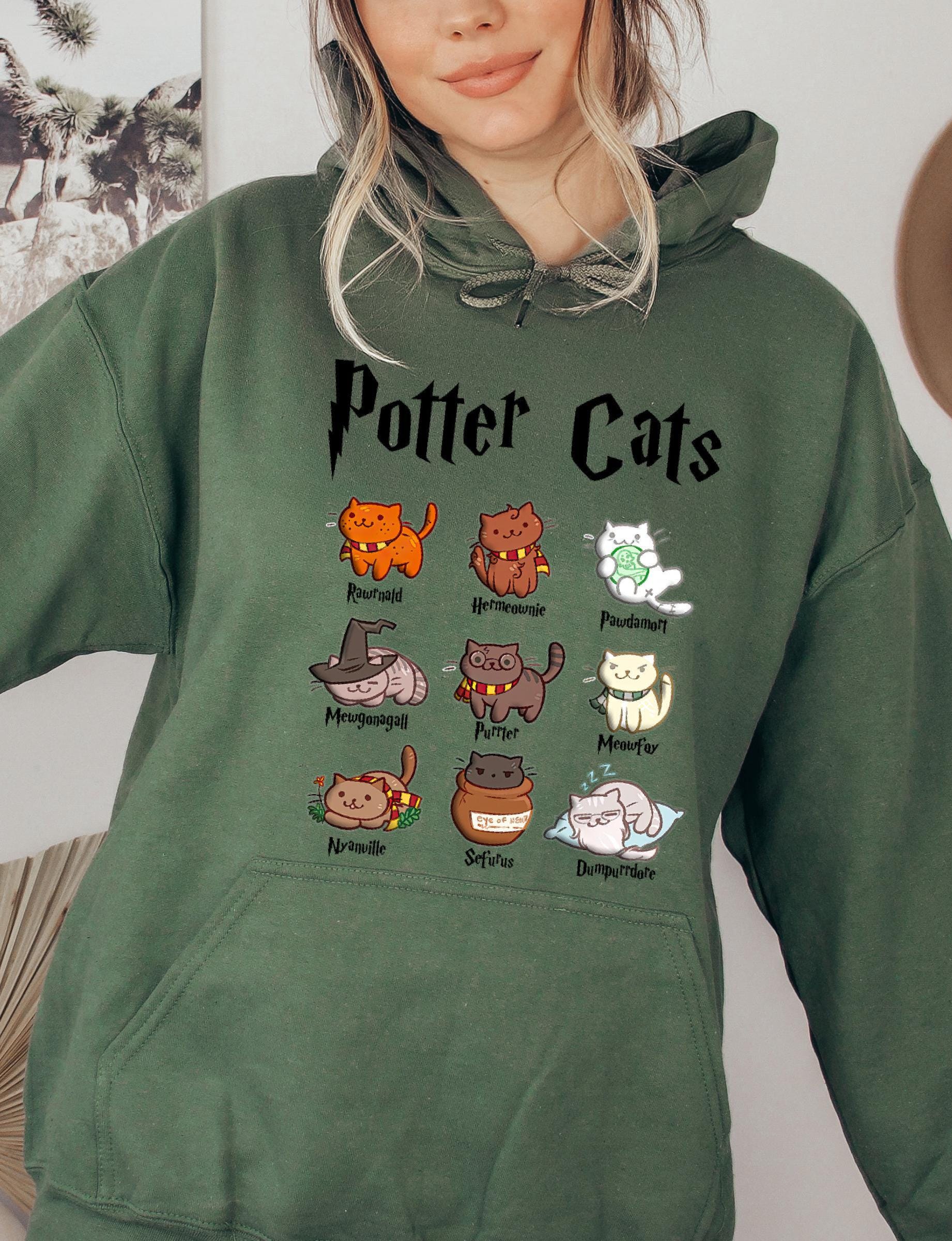 Potter Cats Hoodie: Funny Wizard Book Lover Gift - Etsy