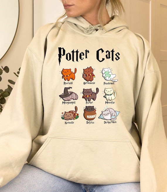 Potter Cats Hoodie Funny Cats Hoodie Cute Cats Hoodie Hoodie for Cat Owner Pottery Hoodie Wizard Book Hoodie Cat Lover Hoodie Etsy