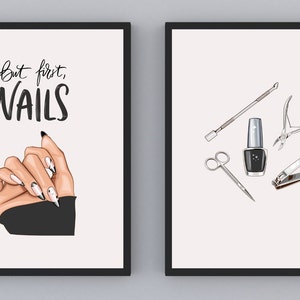 Nail Tech Wall Art, Nail Salon Wall Art, Nail Tech Digital Art, Conjunto de 2 impressões para Nail Space, Nail Tools Wall Art, Download digital!!