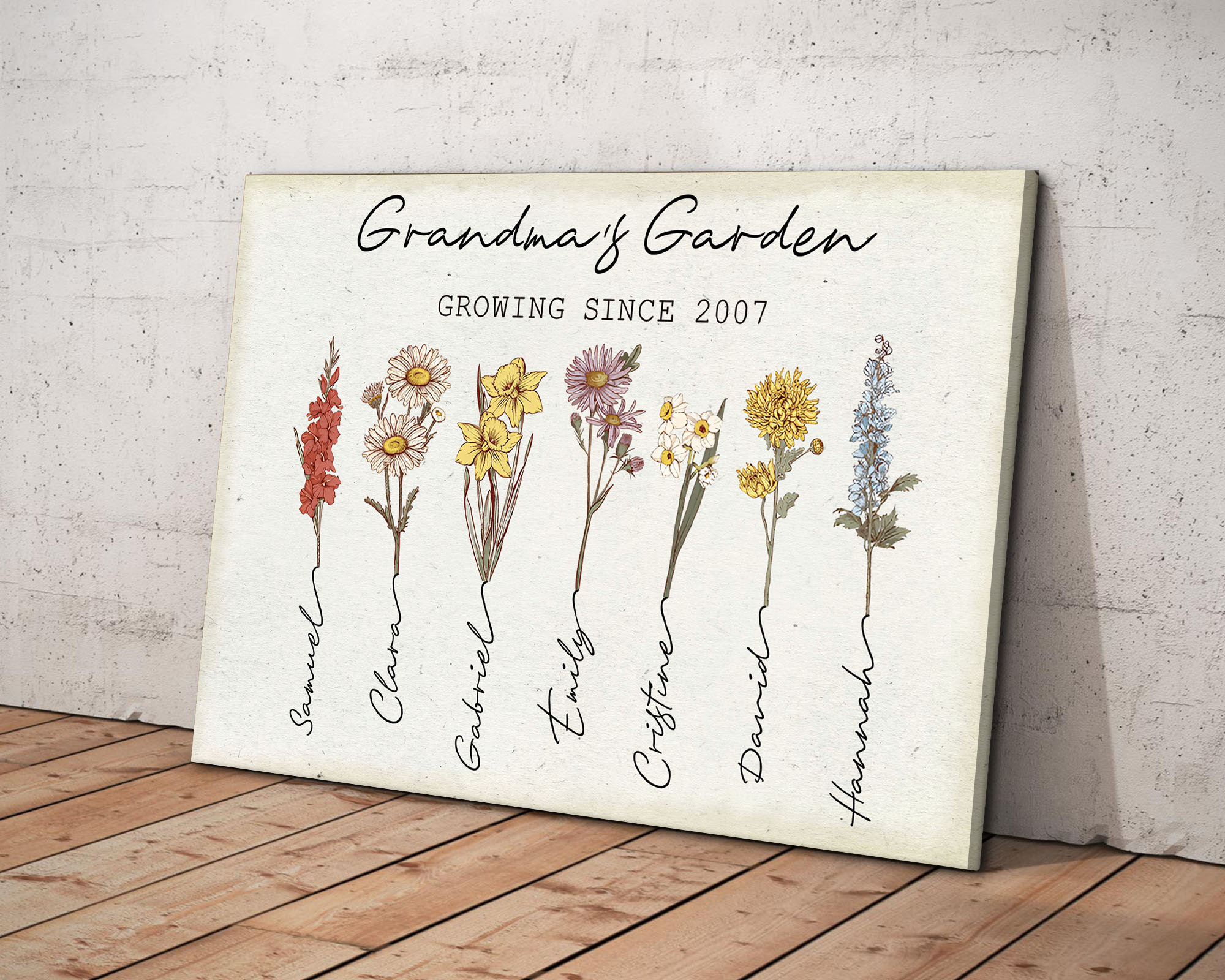 Grandma's Garden Wall Art Personalized Family Name Etsy