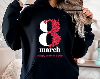Floral Heart 8 March Women's Day Hoodie, Feminist Gift