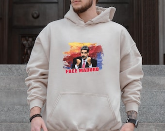 Free Maduro Graphic Hoodie Sweatshirt, Political Streetwear Design, Bold Statement Unisex Gift USA